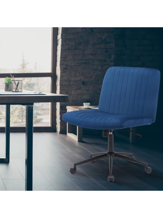 Chaise de bureau Kingman velours, bleu