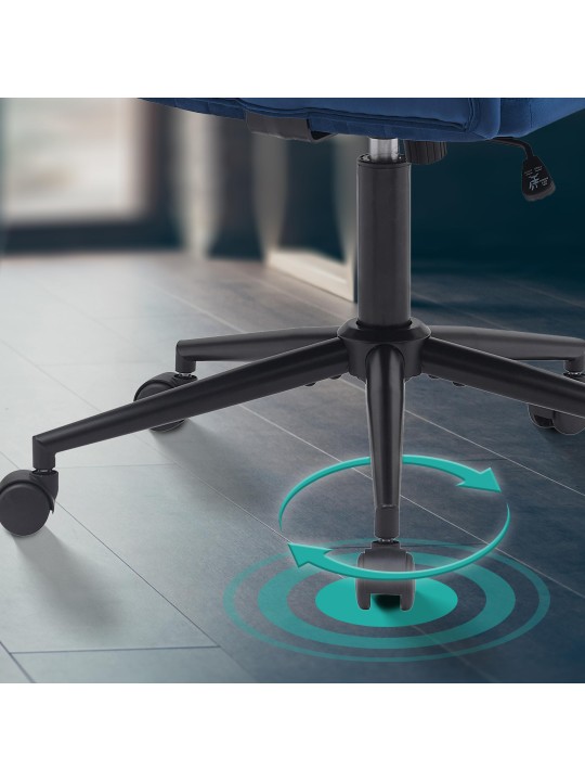 Chaise de bureau Kingman velours, bleu