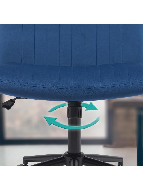 Chaise de bureau Kingman velours, bleu