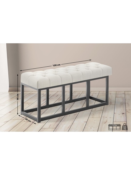 Banc Amun tissu B100, crème