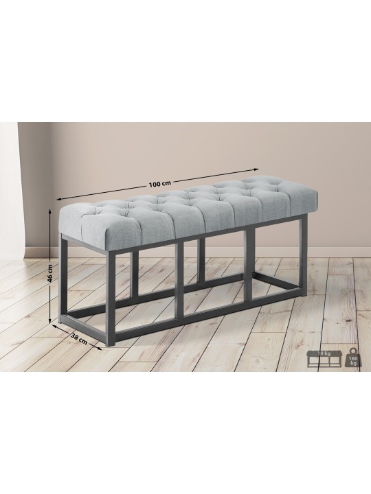 Banc Amun tissu B100, gris