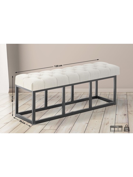 Banc Amun tissu B120, crème