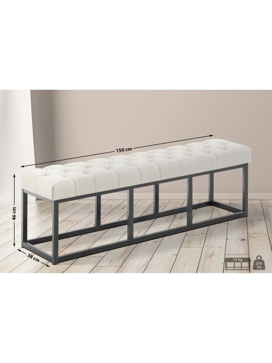 Banc Amun tissu B150, crème