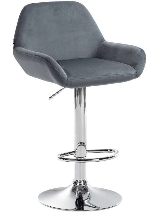 Tabouret de bar Braga velours chrome, gris foncé