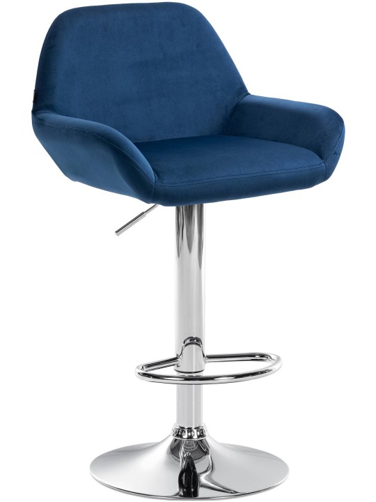 Tabouret de bar Braga velours chrome, bleu Tabouret de bar Braga velours chrome, bleu