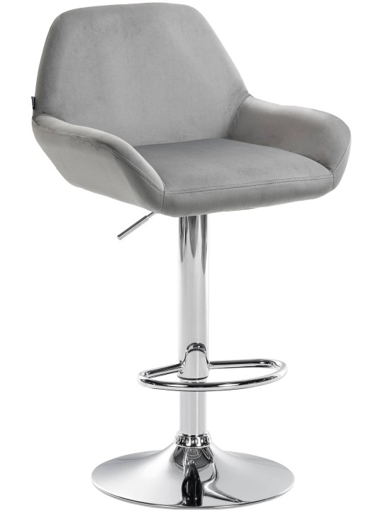 Tabouret de bar Braga velours chrome, gris