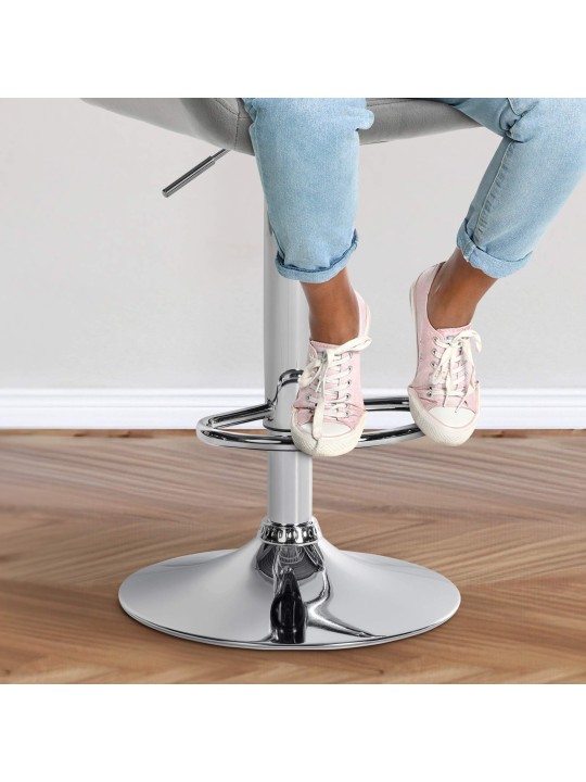 Tabouret de bar Braga velours chrome, gris