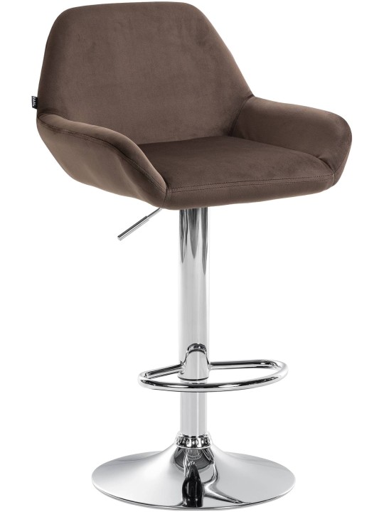 Tabouret de bar Braga velours chrome, brun Tabouret de bar Braga velours chrome, brun