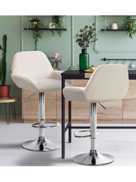 Tabouret de bar Braga velours chrome, crème Tabouret de bar Braga velours chrome, crème