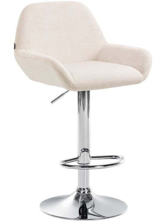 Tabouret de bar Braga velours chrome, crème Tabouret de bar Braga velours chrome, crème