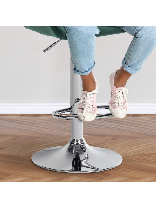 Tabouret de bar Braga velours chrome, vert foncé