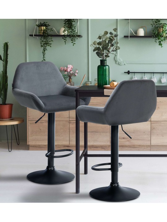 Tabouret de bar Braga velours, gris foncé