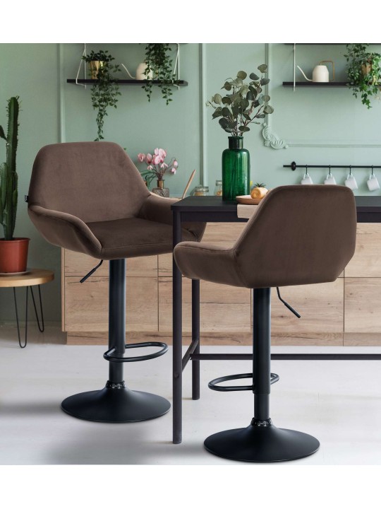 Tabouret de bar Braga velours, brun