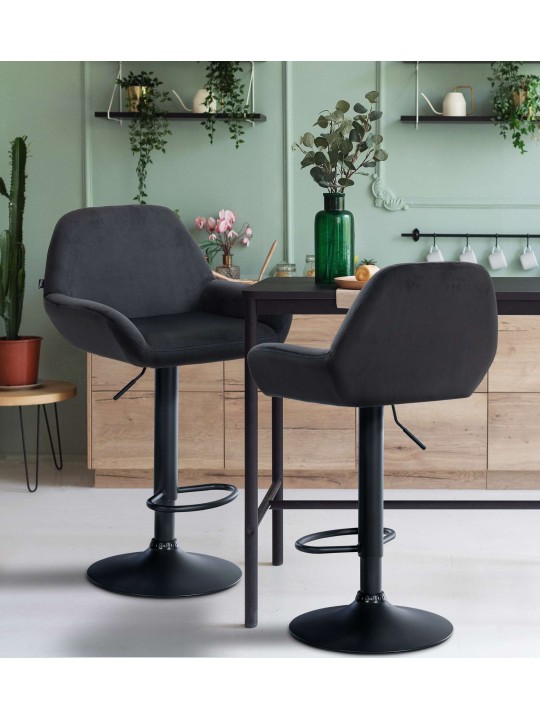 Tabouret de bar Braga velours, noir