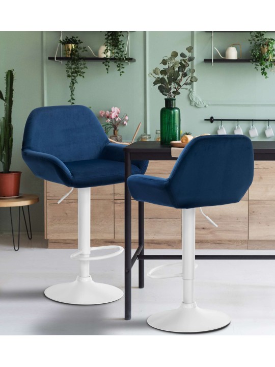 Tabouret de bar Braga velours, bleu
