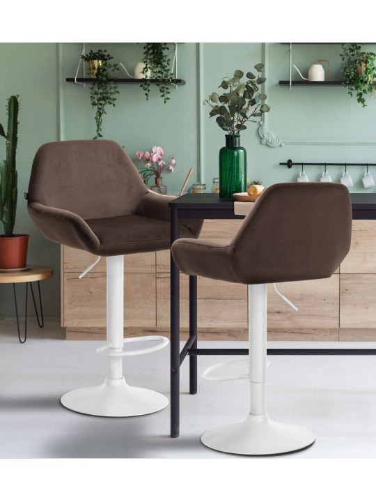 Tabouret de bar Braga velours, brun