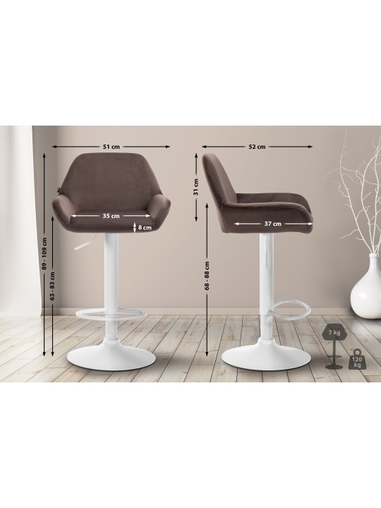 Tabouret de bar Braga velours, brun