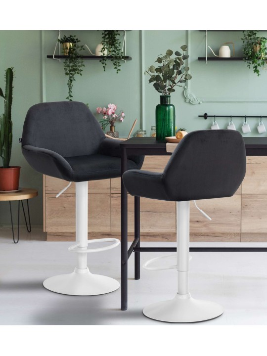 Tabouret de bar Braga velours, noir