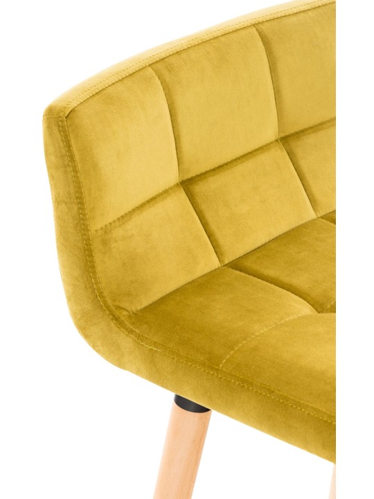 Tabouret de bar Lincoln velours, jaune