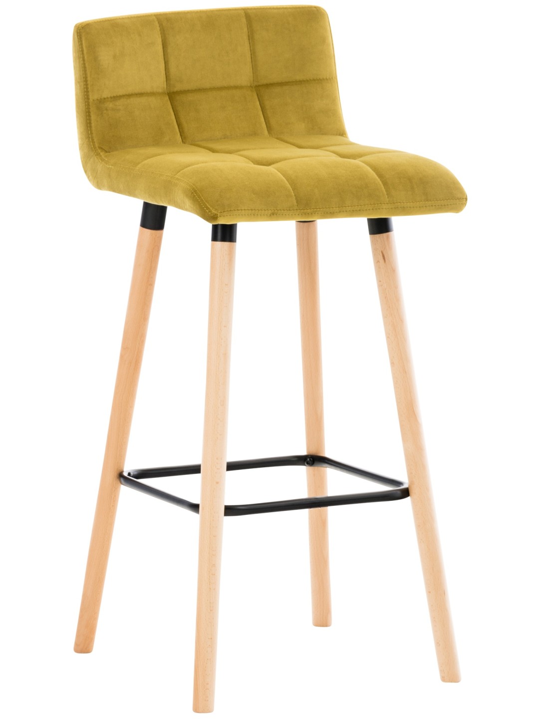 Tabouret de bar Lincoln velours, jaune