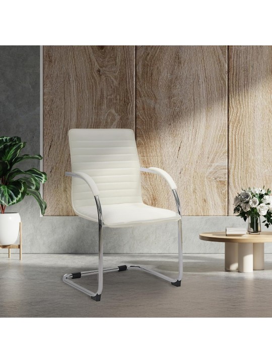 Chaise visiteur Tira cuir artificiel, blanc
