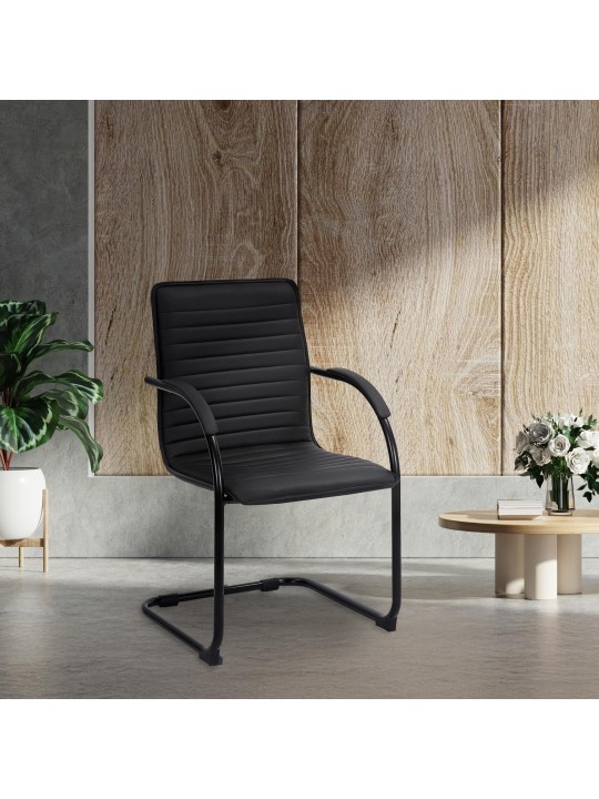 Chaise visiteur Tira cuir artificiel, noir/noir