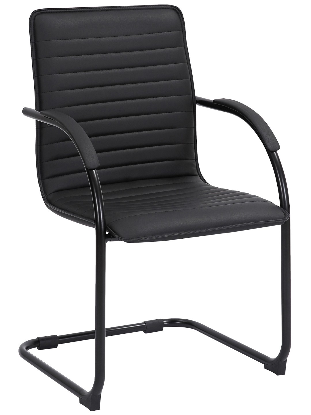 Chaise visiteur Tira cuir artificiel, noir/noir