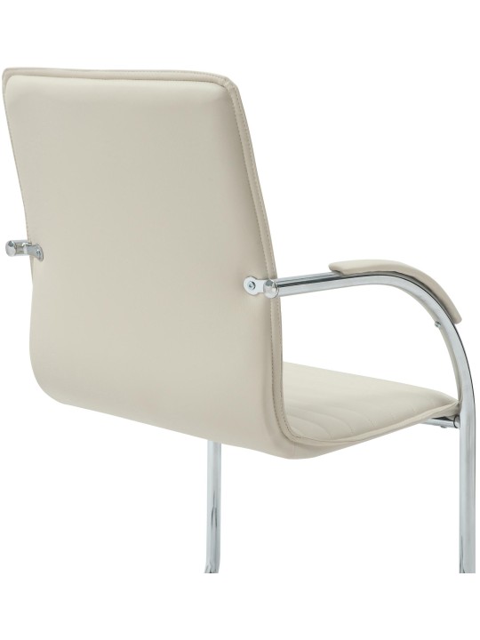Chaise visiteur Tira cuir artificiel, crème