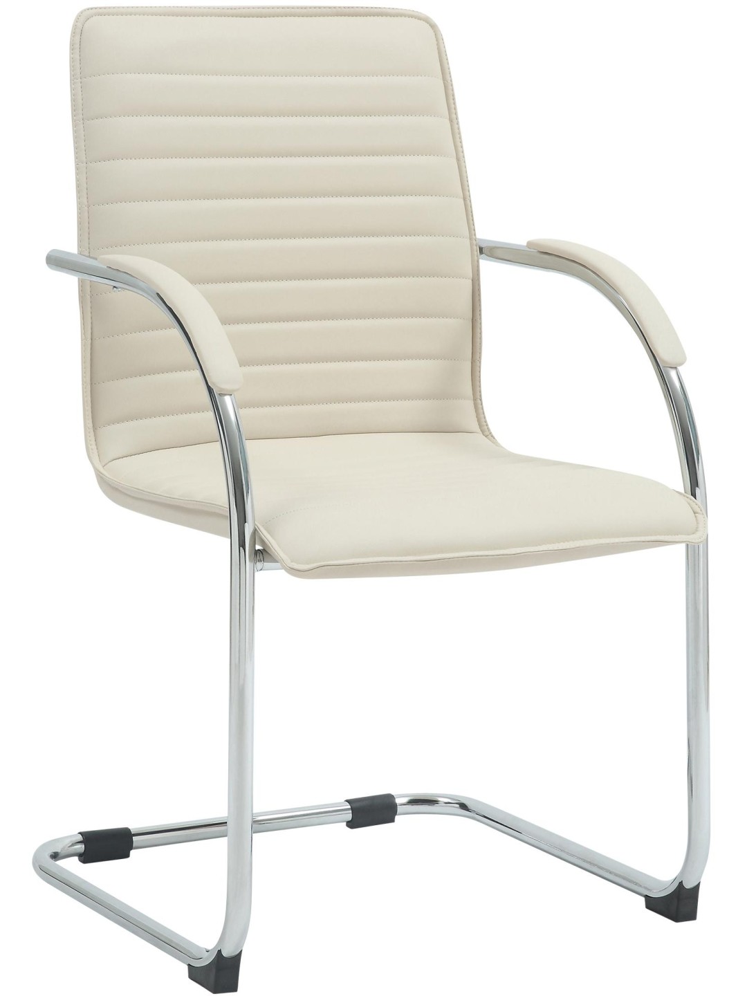 Chaise visiteur Tira cuir artificiel, crème