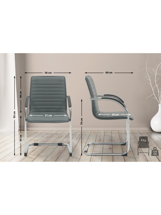 Chaise visiteur Tira cuir artificiel, gris