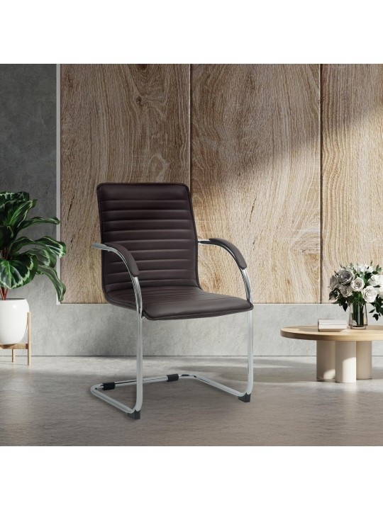 Chaise visiteur Tira cuir artificiel, brun