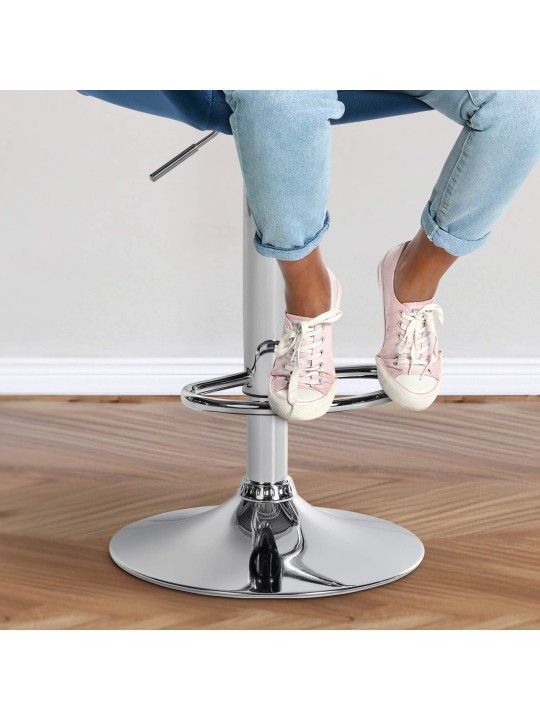 Lot de 2 tabourets de bar Braga velours chrome, bleu