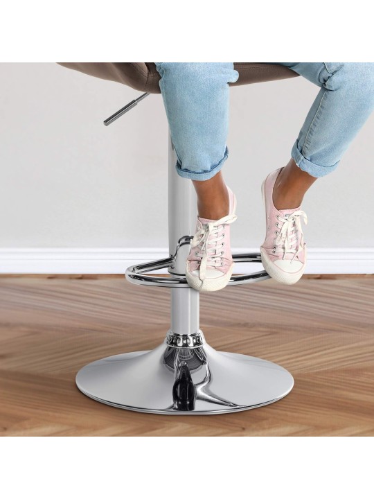 Lot de 2 tabourets de bar Braga velours chrome, brun Lot de 2 tabourets de bar Braga velours chrome, brun