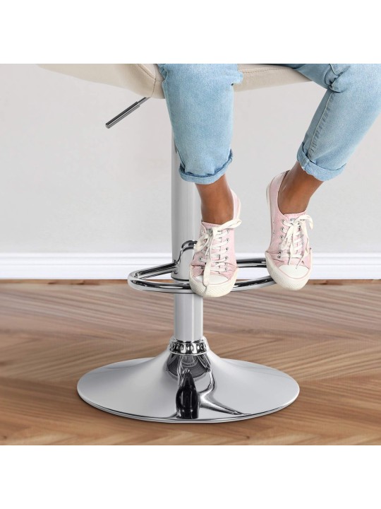 Lot de 2 tabourets de bar Braga velours chrome, crème Lot de 2 tabourets de bar Braga velours chrome, crème