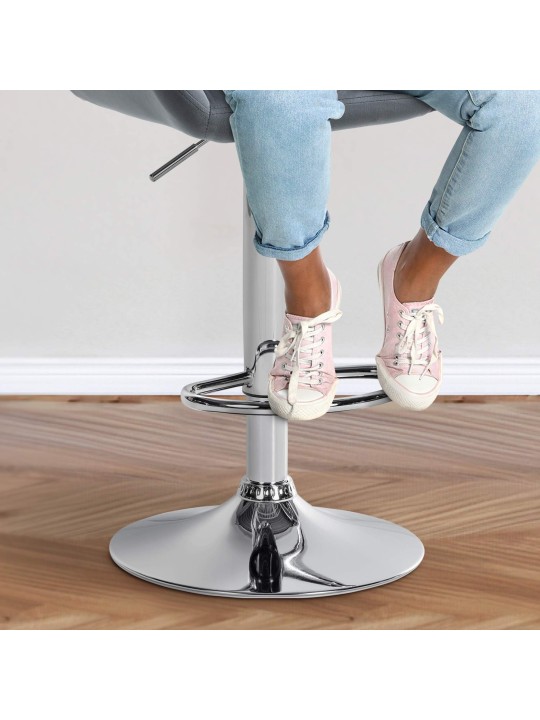 Lot de 2 tabourets de bar Braga velours chrome, gris foncé Lot de 2 tabourets de bar Braga velours chrome, gris foncé