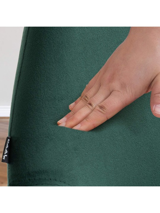 Lot de 2 tabourets de bar Braga velours chrome, vert foncé