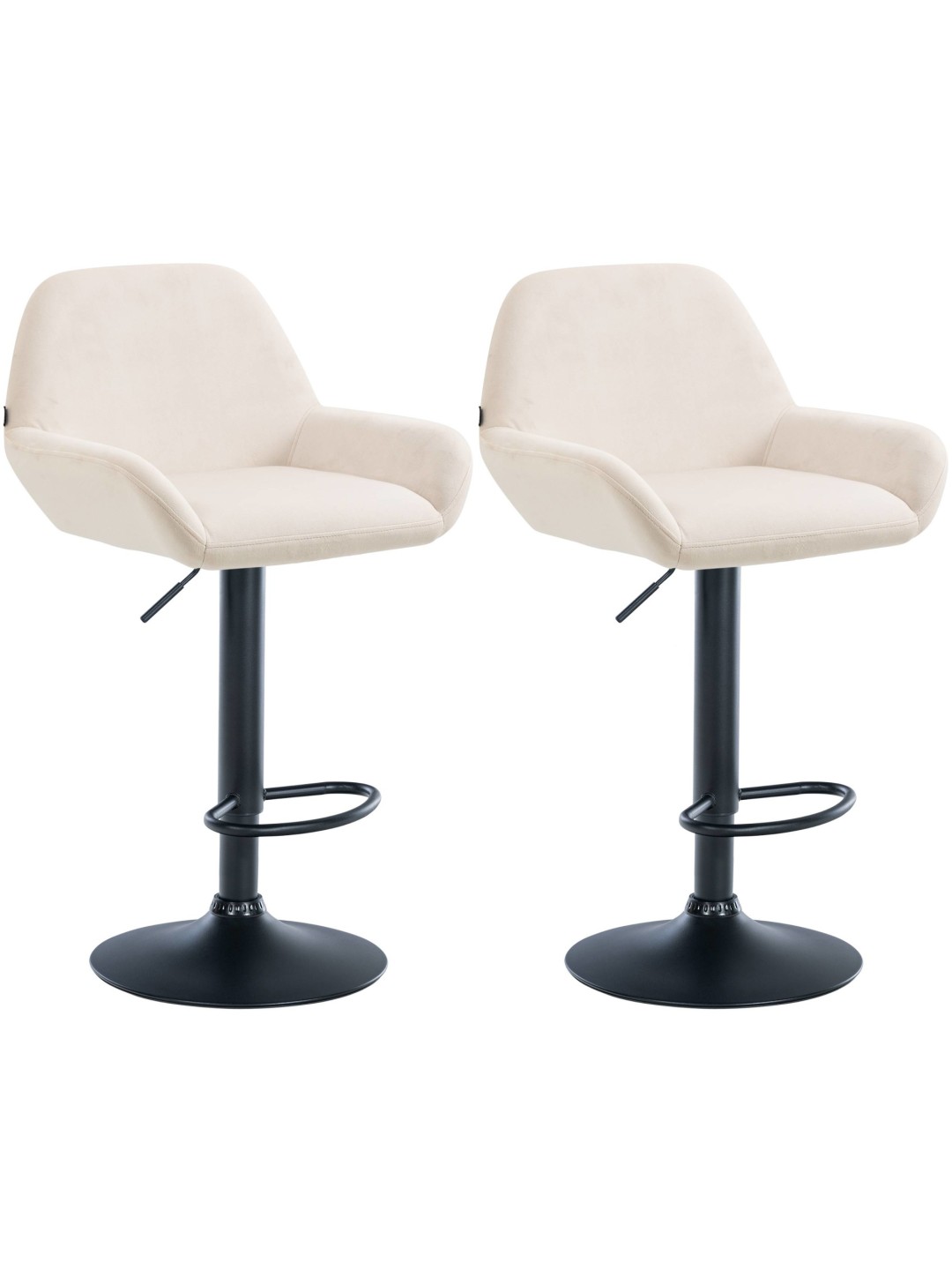 Lot de 2 tabourets de bar Braga velours, crème