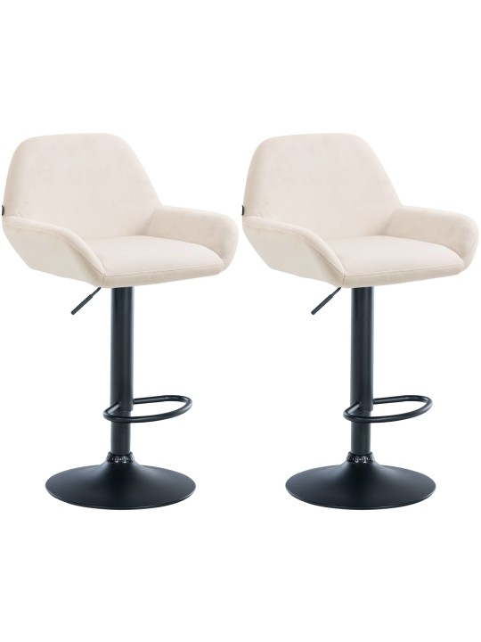 Lot de 2 tabourets de bar Braga velours, crème