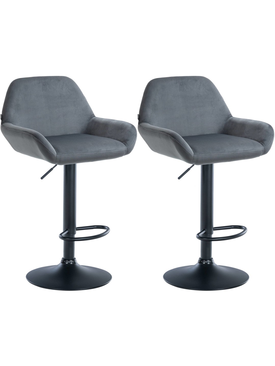 Lot de 2 tabourets de bar Braga velours, gris foncé