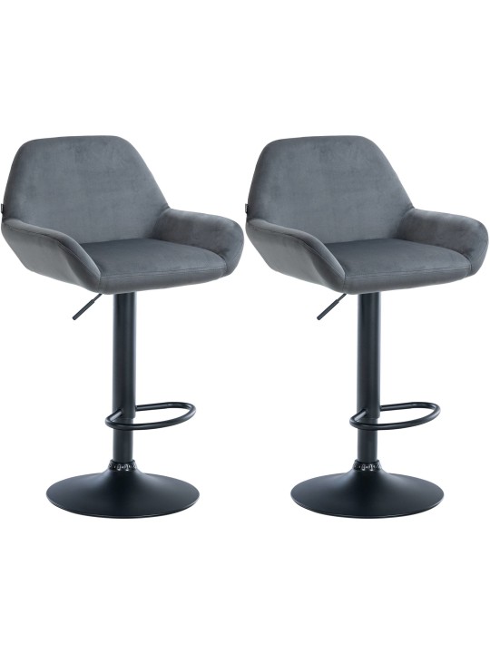 Lot de 2 tabourets de bar Braga velours, gris foncé