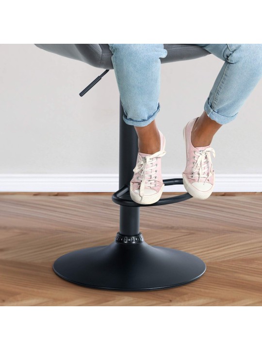 Lot de 2 tabourets de bar Braga velours, gris foncé