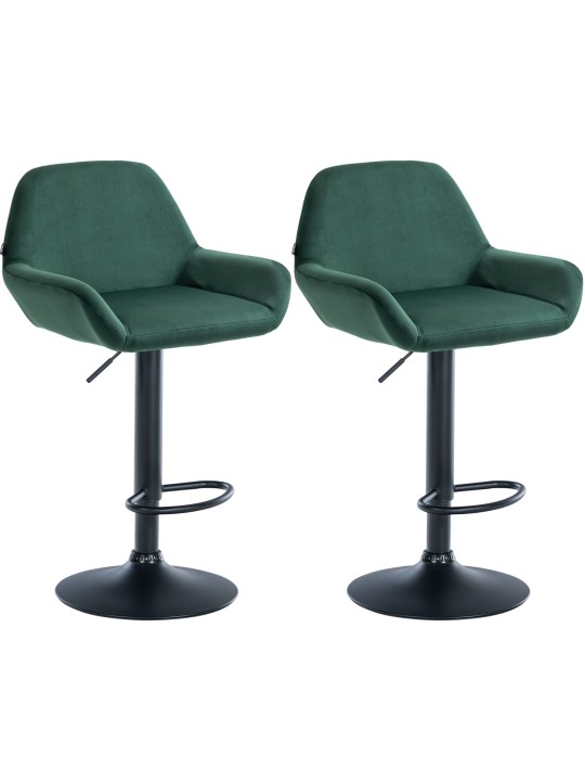 Lot de 2 tabourets de bar Braga velours, vert foncé