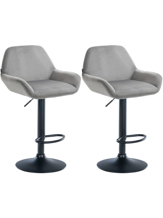 Lot de 2 tabourets de bar Braga velours, gris Lot de 2 tabourets de bar Braga velours, gris