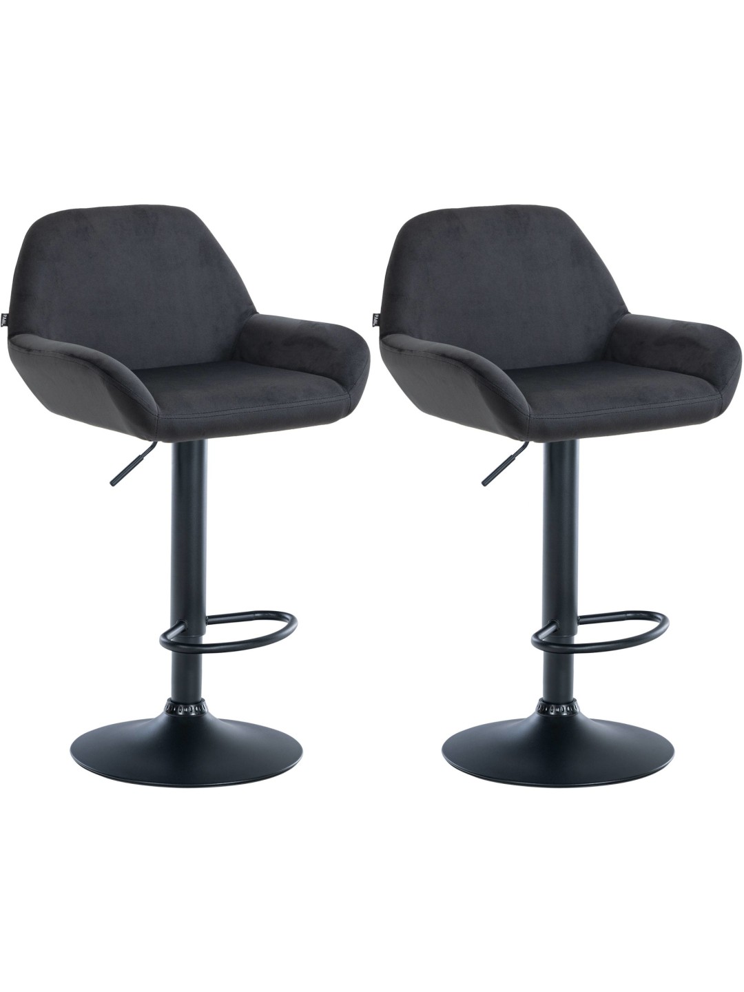 Lot de 2 tabourets de bar Braga velours, noir