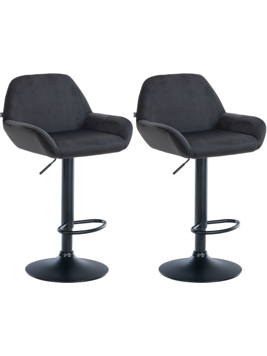 Lot de 2 tabourets de bar Braga velours, noir