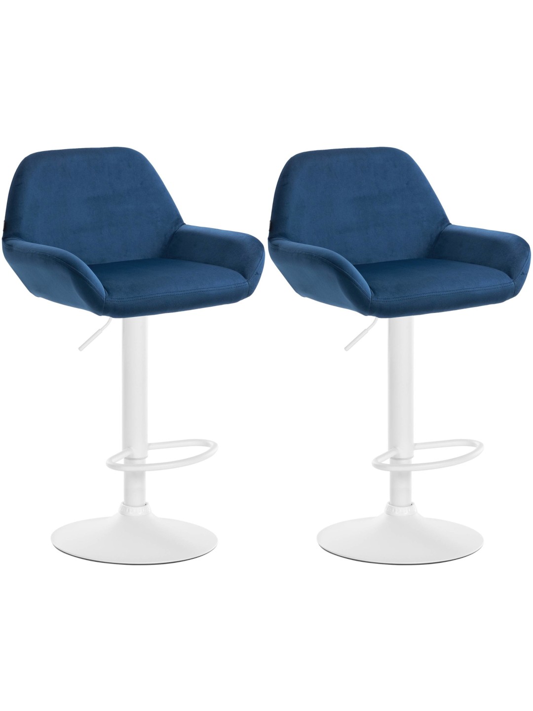 Lot de 2 tabourets de bar Braga velours, bleu