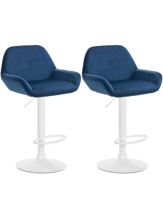 Lot de 2 tabourets de bar Braga velours, bleu