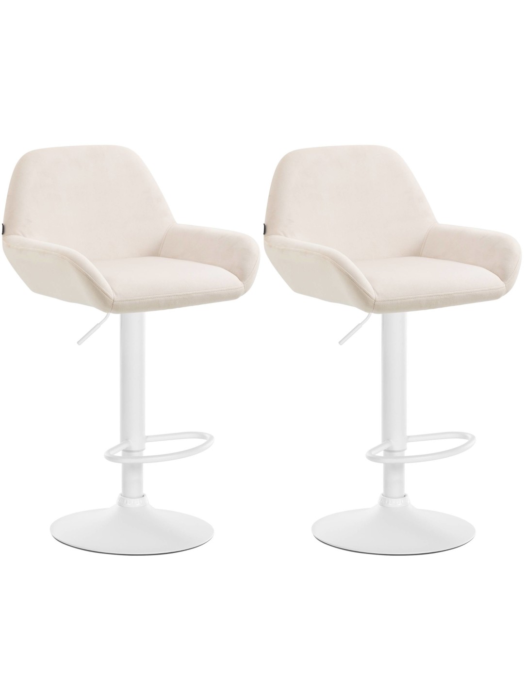 Lot de 2 tabourets de bar Braga velours, crème