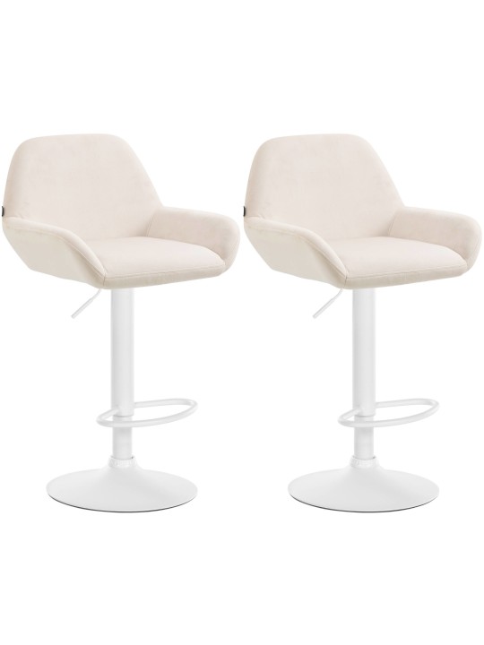 Lot de 2 tabourets de bar Braga velours, crème Lot de 2 tabourets de bar Braga velours, crème
