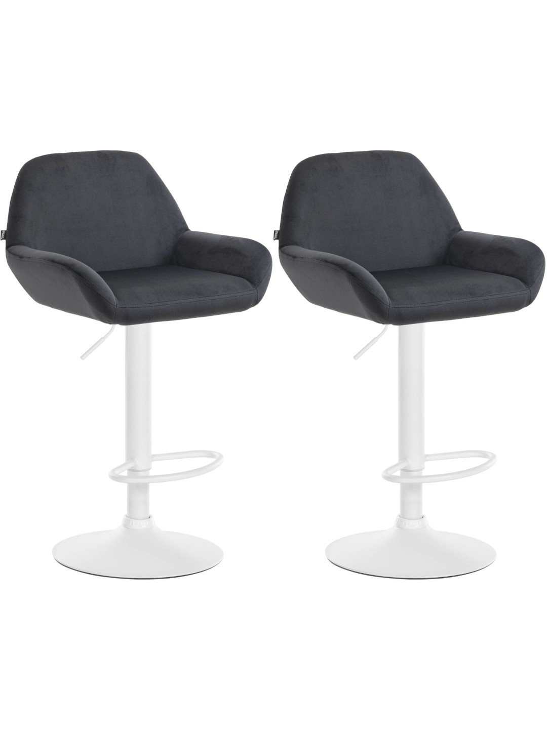 Lot de 2 tabourets de bar Braga velours, noir